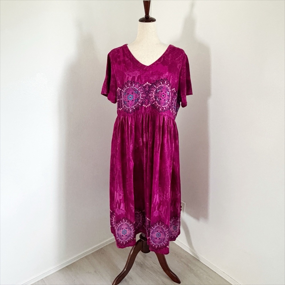 Vintage Only Necessities Dress Womens 14/16 Pink Muumuu House Dress 100% Cotton